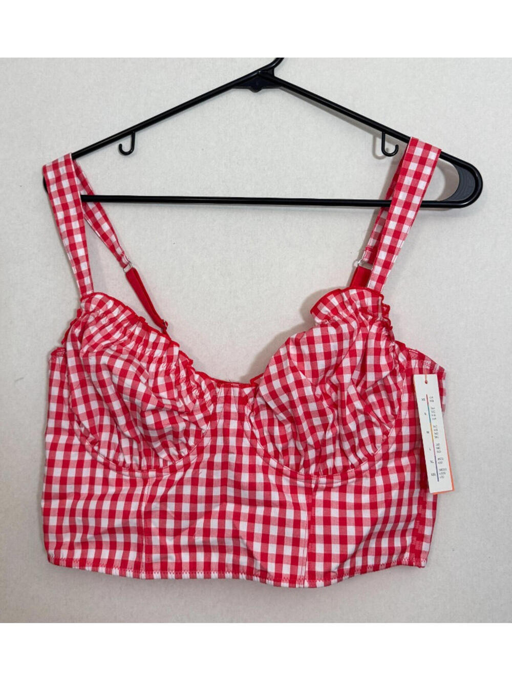 Colsie Bralette Cropped Bustier Red Gingham, NWT, 2X